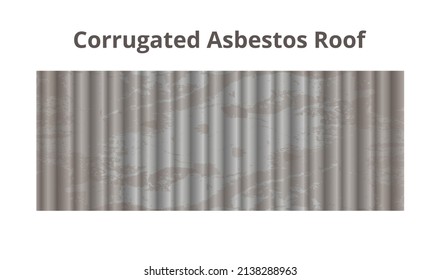 Vector seamless pattern of corrugated asbestos roof isolated on a white background. Old wavy gray carcinogenic dangerous cement asbestos sheet texture.