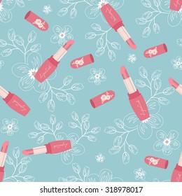 Vector seamless pattern with cosmetics