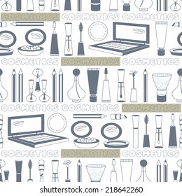 Vector seamless pattern with cosmetics. Background for use in design, web site, packing, textile, fabric