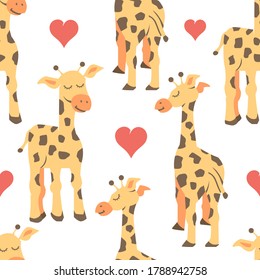 Vector seamless pattern with Couple giraffes, can be used as a print on children s clothing, vector eps 10 illustration