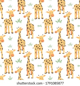 Vector seamless pattern with Couple giraffes, can be used as a print on children s clothing, vector eps 10 format