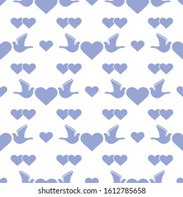 Vector seamless pattern Couple of pigeon with heart. Valentine's day, wedding, Birthday, Mother's day, Father's day Romantic background Flying dove bird Love concept Design for wrapping, fabric, print