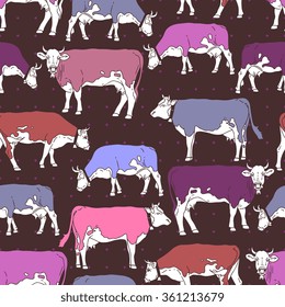 Vector seamless pattern with cow