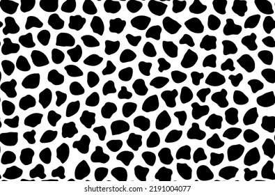 Vector seamless pattern with cow spots and dots.