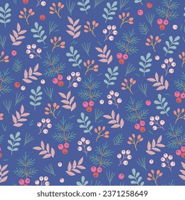 Vector seamless pattern with cranberry twigs.