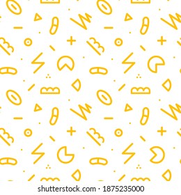 Vector seamless pattern with creative shapes and symbols. Trendy unusual background,  fashion retro style 80 - 90s.