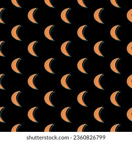 Vector seamless pattern with crescent moon symbol. design for fabric ,wallpaer, curtain, packaging, phone case. pattern seamless on black background.