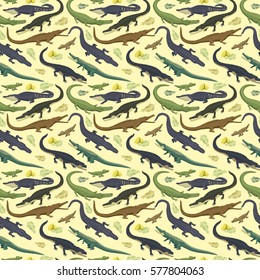 Vector seamless pattern with crocodile.
