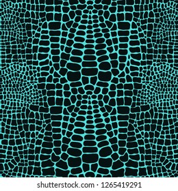 Vector seamless pattern with crocodile or alligator skin. Green leather wallpaper. Animalistic background.