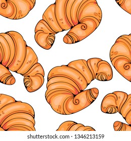 Vector Seamless Pattern Croissants On White Stock Vector (Royalty Free ...