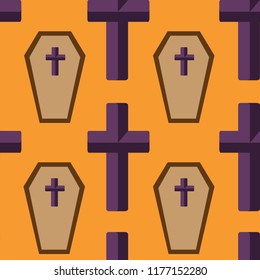 Vector seamless pattern with crosses and grave.