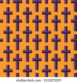 Vector seamless pattern with crosses. Happy Halloween. Design suitable for your business, fabrics, wallpapers, wrapping paper, posters.