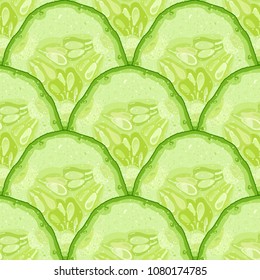 Vector seamless pattern of cucumber slice. Cucumber mermaid tail texture. Fish scales seamless pattern