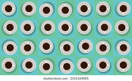 Vector seamless pattern with cup of coffee. For banner, business card, menu.