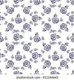 Vector seamless pattern, cup of poison and a skull