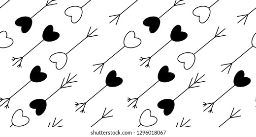 vector seamless pattern of cupid's  heart arrows