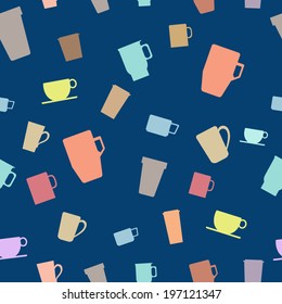 Vector seamless pattern with cups