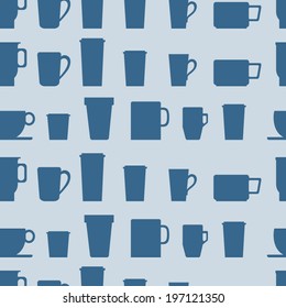 Vector seamless pattern with cups