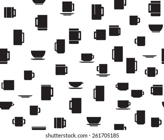Vector seamless pattern of cups.