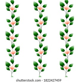 Vector seamless pattern with curbs from pink-orange flowers on a white background. Use in fabric, wrapping paper, wallpaper, bags, clothes, dishes, cases on smartphones and tablets.