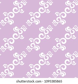 vector seamless pattern curls elements, white and lilac colors