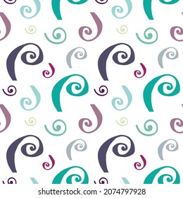 Vector  seamless pattern with curls on white background. illustration.Design for cosmetics and perfumery. Best for textiles, wrapping paper, advertising, packaging.
