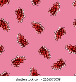 Vector seamless pattern, currant in watercolor style with black contour