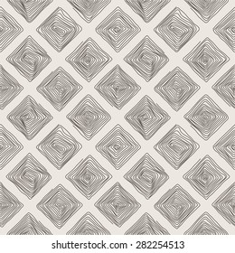 Vector seamless pattern of the curve scrolling lines drawn in the form of geometric shapes