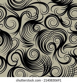Vector seamless pattern with curve spiral elements