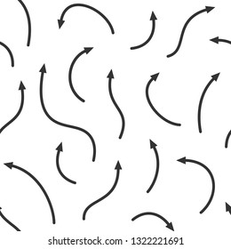Vector seamless pattern. Curved arrows of different lengths. Stylish texture. Monochrome background.