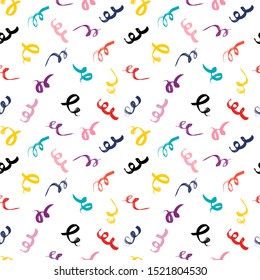 Vector Seamless pattern with curved lines on white background. Freehand ink brush strokes.  Abstract  Modern color simple texture.