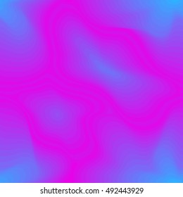 Vector seamless pattern, curved liquid lines, bright acid colors. Abstract dynamical rippled surface, visual halftone 3D effect, illusion of movement, trendy design with gradient layers. Pink & Cyan