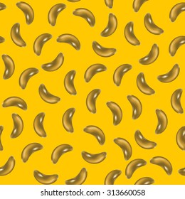Vector seamless pattern with curved metallic or glass elements. Yellow endless background. Use for pattern fills, wallpaper, textile, wrapping paper, web page background.