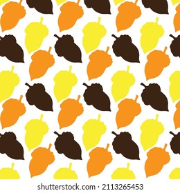 Vector Seamless pattern with cut acorns. Autumn pattern with leaf, autumn leaf background. Abstract leaf texture.