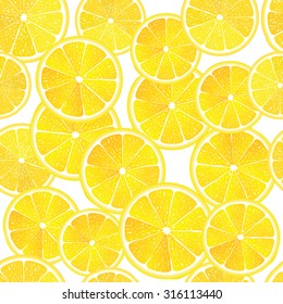 Vector seamless pattern the cut slices of lemons