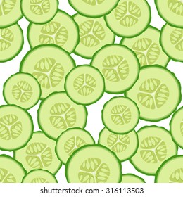 Vector seamless pattern the cut slices of cucumbers