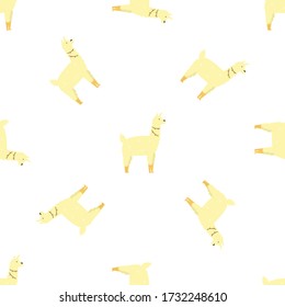 Vector seamless pattern with cute alpacas, llamas. Design for decorations, prints, wallpaper, textile