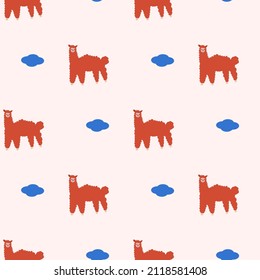 Vector seamless pattern with cute alpacas