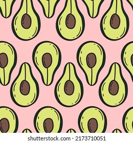 vector seamless pattern cute avocado 