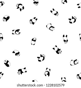 Vector seamless pattern cute baby Panda.Little bear in different poses.