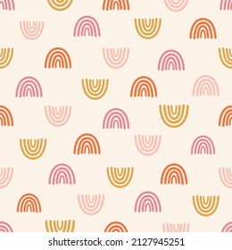 Vector seamless pattern with cute boho rainbows