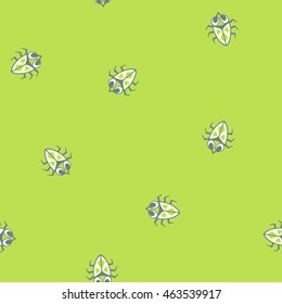 vector seamless pattern with cute bugs