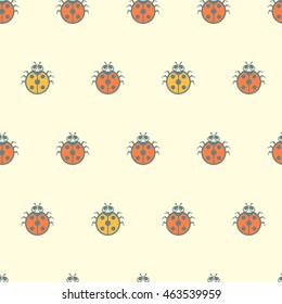 vector seamless pattern with cute bugs