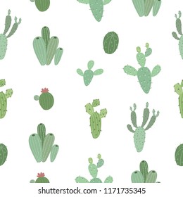 Vector seamless pattern with cute cactus. Gardening. Valentine's day, anniversary, save the date, baby shower, birthday

