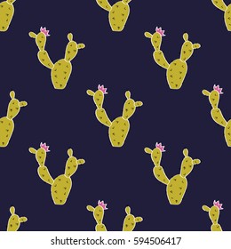 Vector seamless pattern with cute cactuses. Modern design for fashion, print, poster, card, textile.