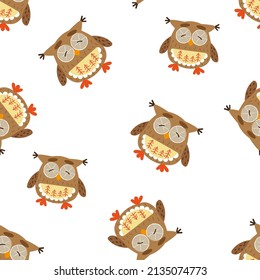 vector seamless pattern with cute cartoon animals
