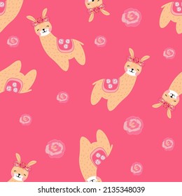 vector seamless pattern with cute cartoon animals