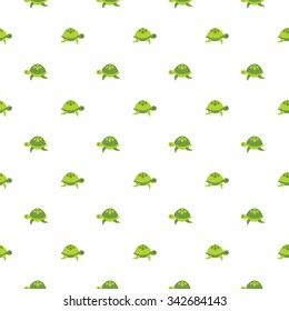 Vector seamless pattern with cute cartoon turtles on white background