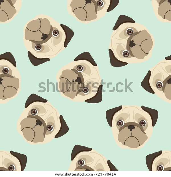 かわいい犬の子犬を使ったシームレスなベクター画像パターン 背景 壁紙 布地 その他のデザインに使用できます パグ柄 のベクター画像素材 ロイヤリティフリー