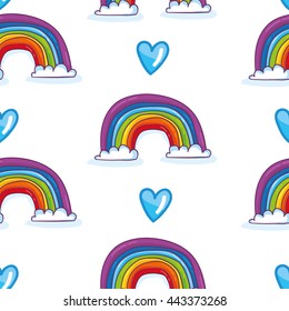 Vector seamless pattern of cute vector color rainbows. For children designs and phone cases